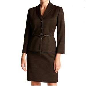 Tahari Arthur S Levine Olive Brown Pencil Skirt - Size 6P
